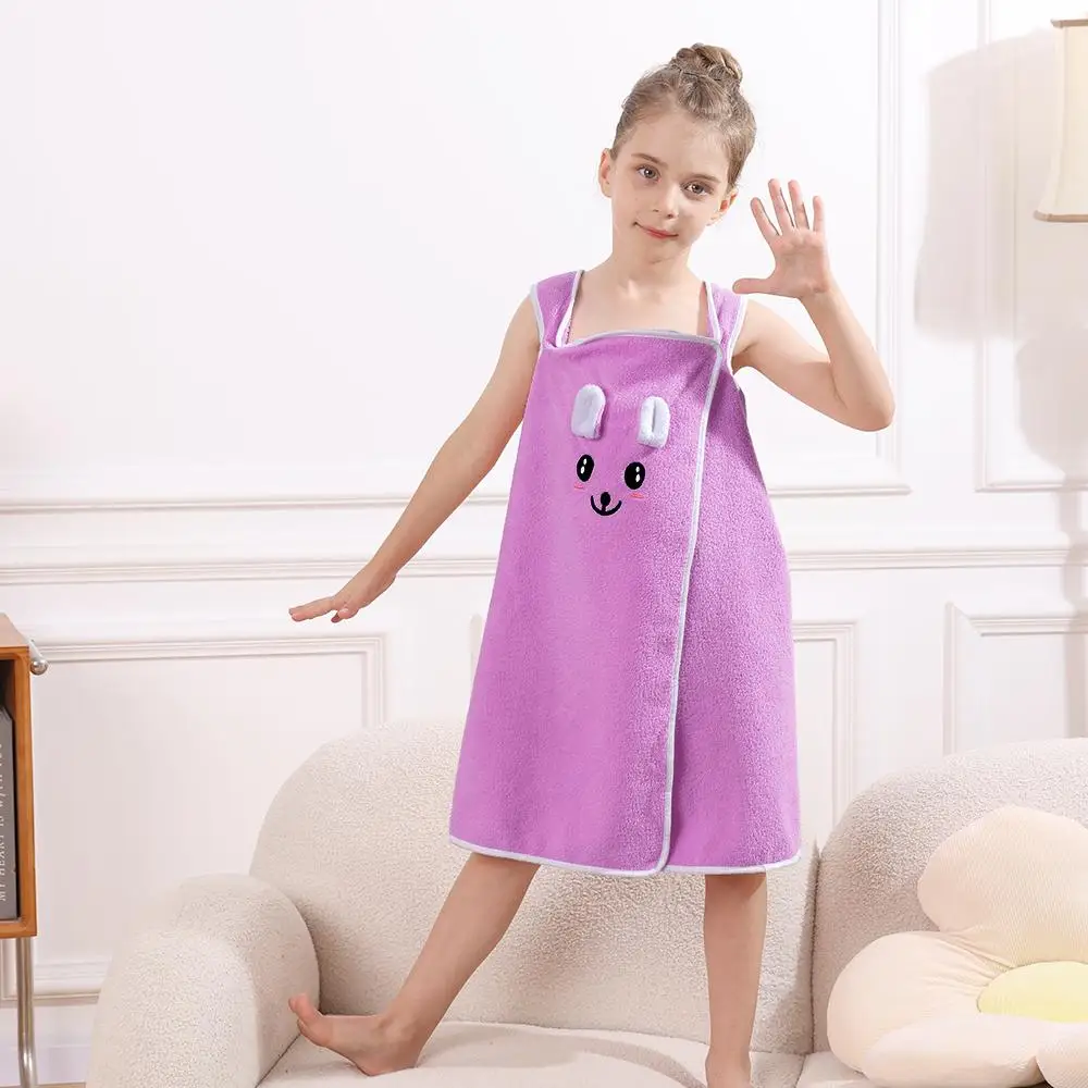 1 Stück Kinder-Badetuchwickel, niedlicher Hasenohren-Baderock aus Mikrofaser für Mädchen im Alter von 6–12 Jahren, ultraweich, saugfähig, hautfreundlich, 250 g/m2 – Detail 9