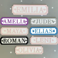 Personalized Kids Door Sign Boy Name Sign For Door Girls Room Sign Wooden Nursery Wall Decor Laser Cut 3D Bedroom Name Sign