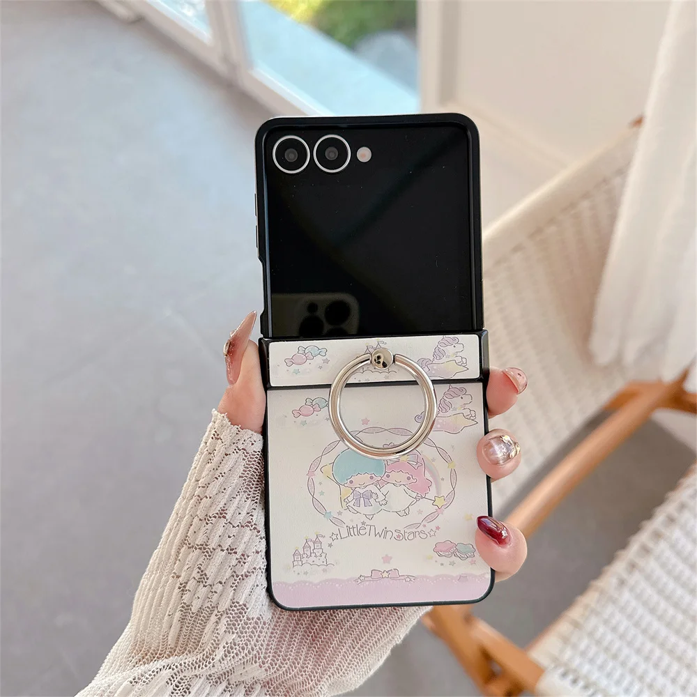 

Kawaii Gemini Cute Cartoon Phone Case for Samsung Galaxy Z Flip7 Flip6 flip5 6 7FE Cover Fashion Leather Fundas Shockproof Cases