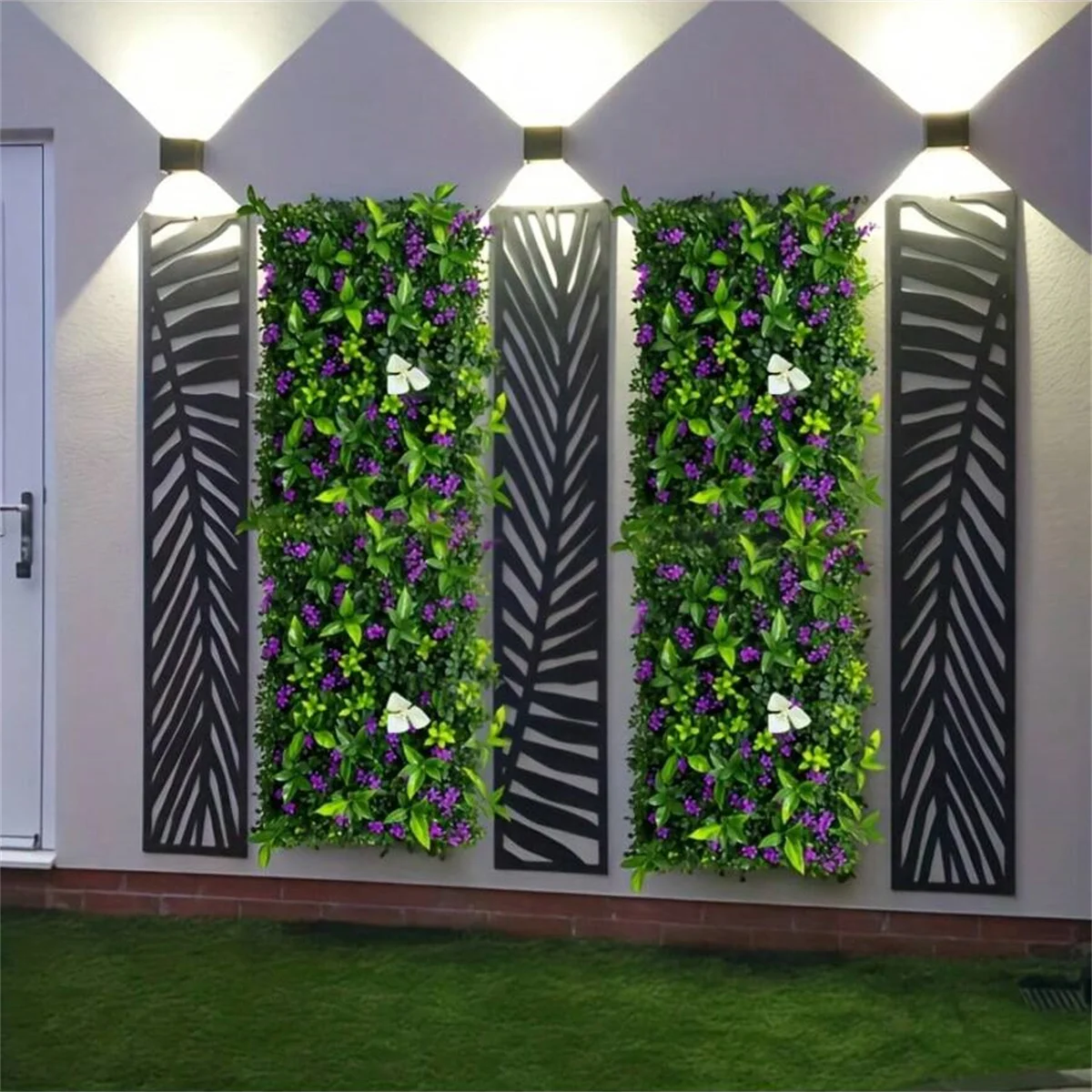 1pc Hanging Plant Wall Panel Plastic Green Plants With Flowers For Indoor Outdoor Courtyard Cafes Home Offices Garden Decor view 4