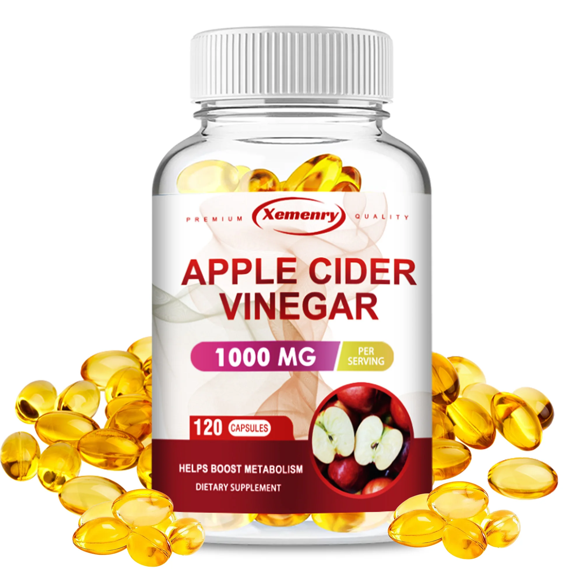 Apple Cider Vinegar Supplement - Boost Metabolism, Detoxification, Weight Management, Fat Burning - 120 Capsules