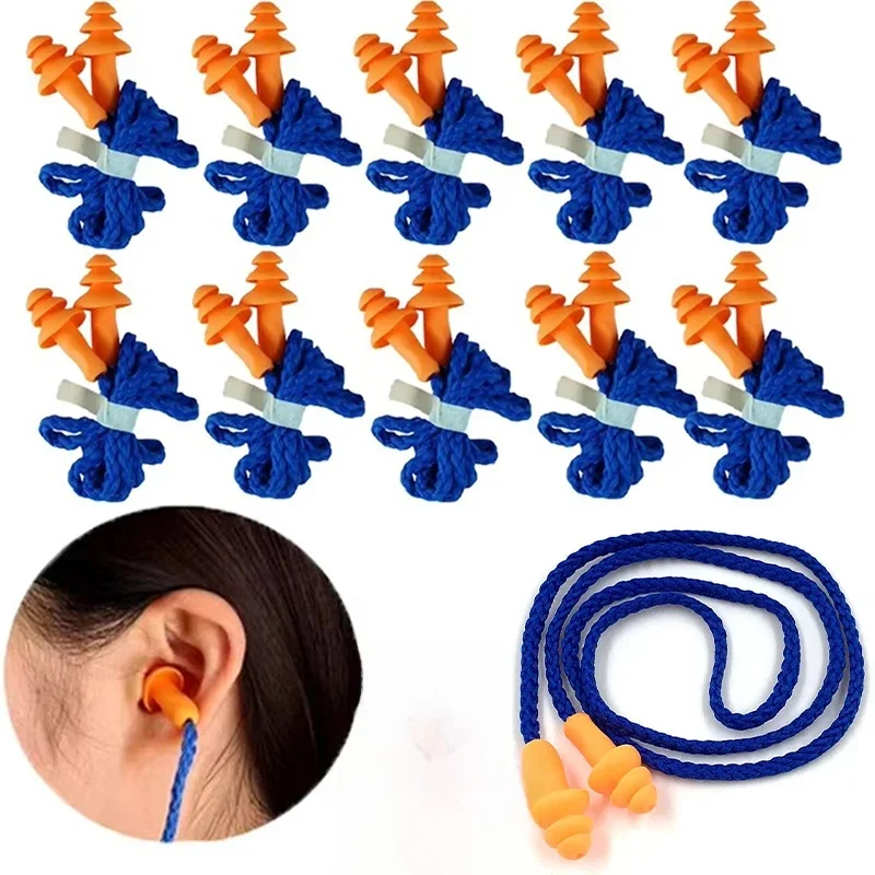 1/5/10 pièces Silicone souple filaire bouchon d'oreille protecteur réutilisable Protection auditive Anti-bruit aide au sommeil bouchons d'oreilles en Silicone confortables
