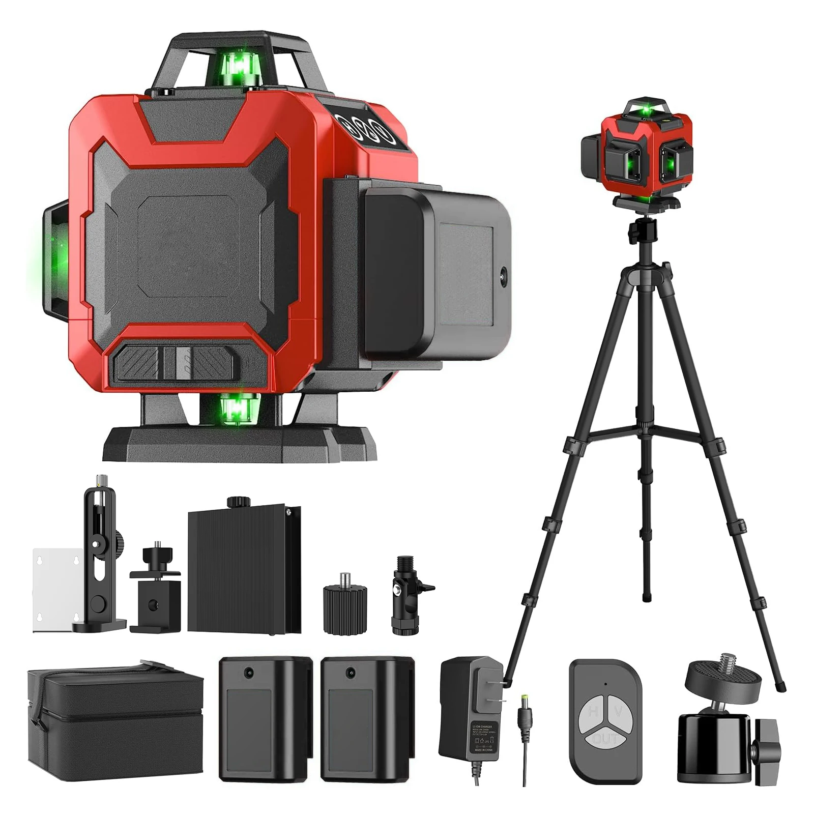 Niveau laser professionnel 4D 16 lignes 360° °   Niveau laser auto-nivelant à faisceau vert avec trépied