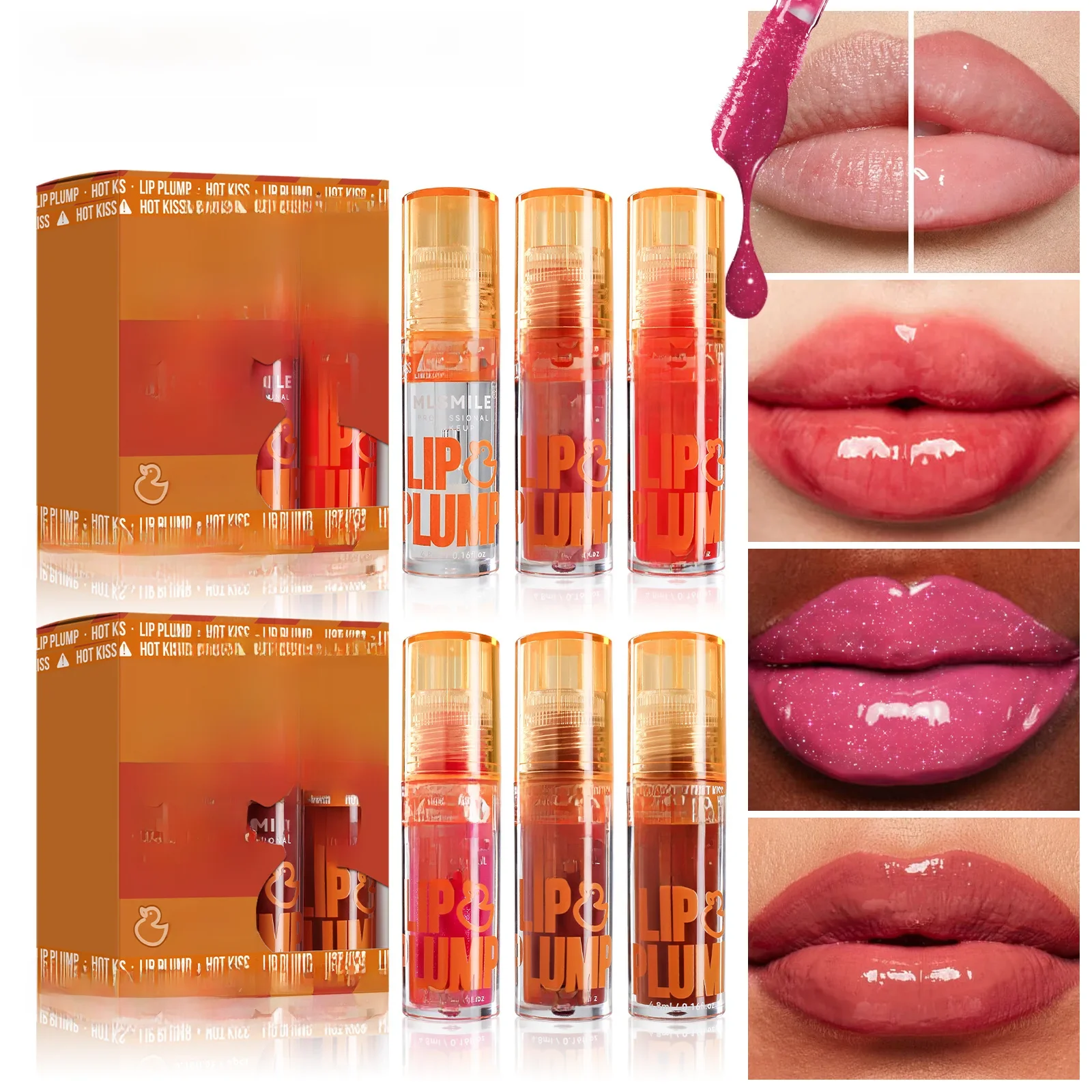 MLSMILE 3 pièces bouche de canard fruits parfum huile pour les lèvres hydratant miroir brillant à lèvres bip lèvres glaçure ensemble