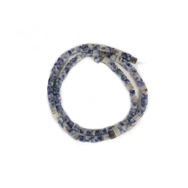 

Blue Spot Jasper Natural Stone Beads Strand Cube 4mm For Making Jewelry DIY Bracelet Necklace Earrings Craft