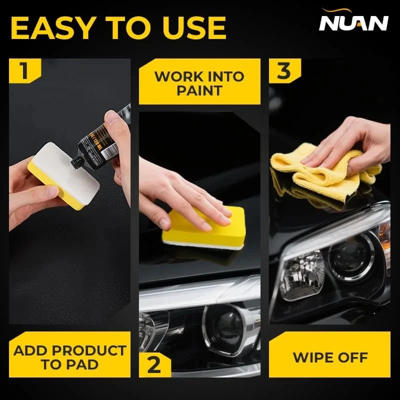 2-Pack Car Scratch Removal Wax Kit, 120ml x 2 Auto Paint Repair Polish with Sponge & Cloth, Easy to Use Restores Gloss & Shine, Long-Lasting Protection for Minor Scratches