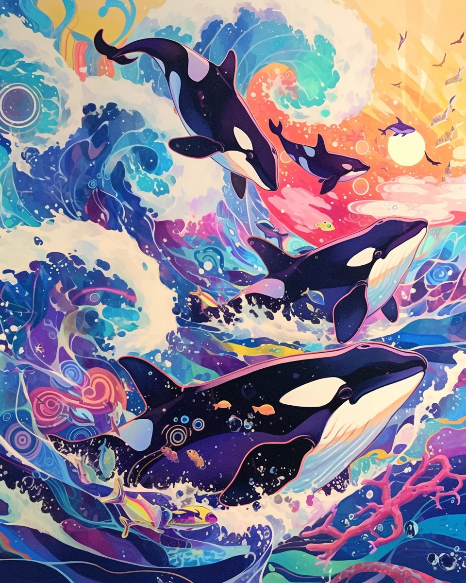 

Orfon Paint by Numbers Killer Whale Ocean Travel Suitable for Beginners DIY Adult Children Gift Wall Hanging Home Decoration