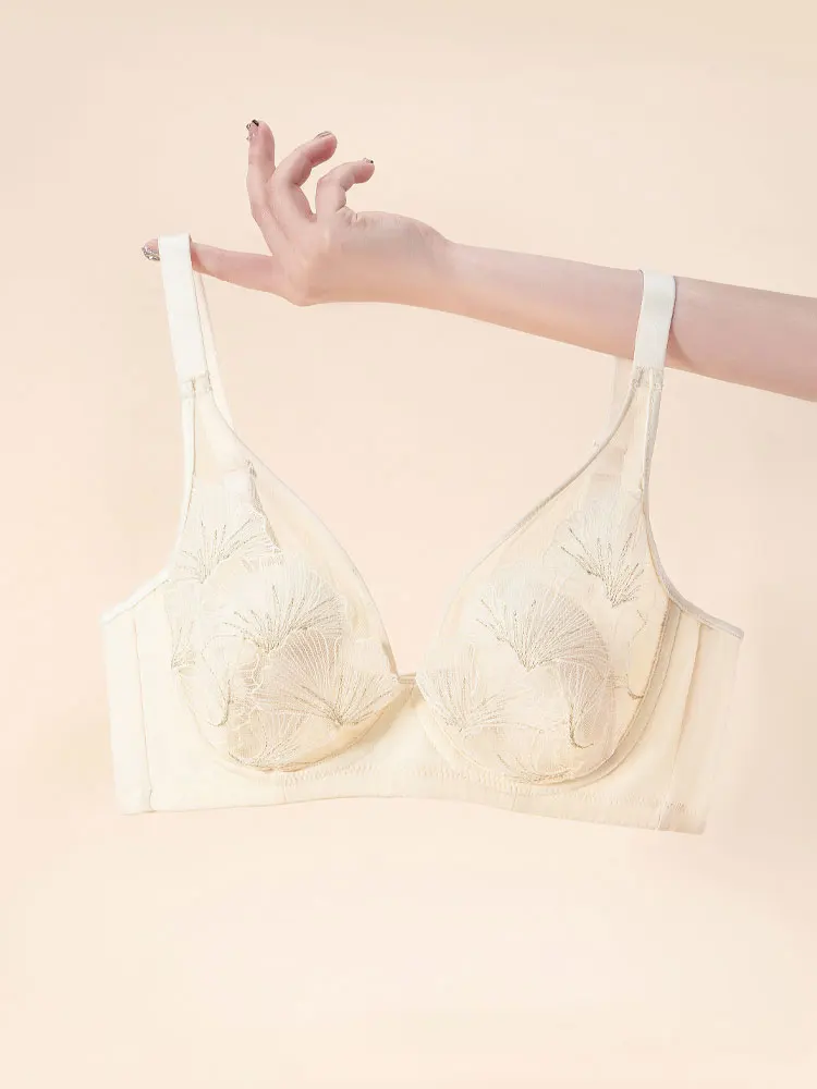 แฟชั่นผู้หญิงฤดูร้อน Super Thin Bra ตาข่ายเซ็กซี่ Push Up Bra ไม่มีแหวนเหล็กผ้าฝ้าย 3/4 ถ้วย Plus ขนาด Minimizer Bras