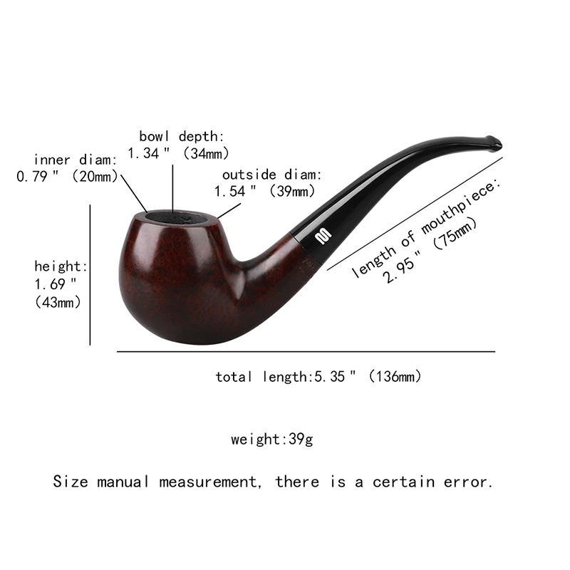 MUXIANG Briar Tobacco Smoking Pipe , Leather Pipe bag Wood Pipe clean Accessories ( Stand/Filter Element/Filter Ball/Bag/Box)