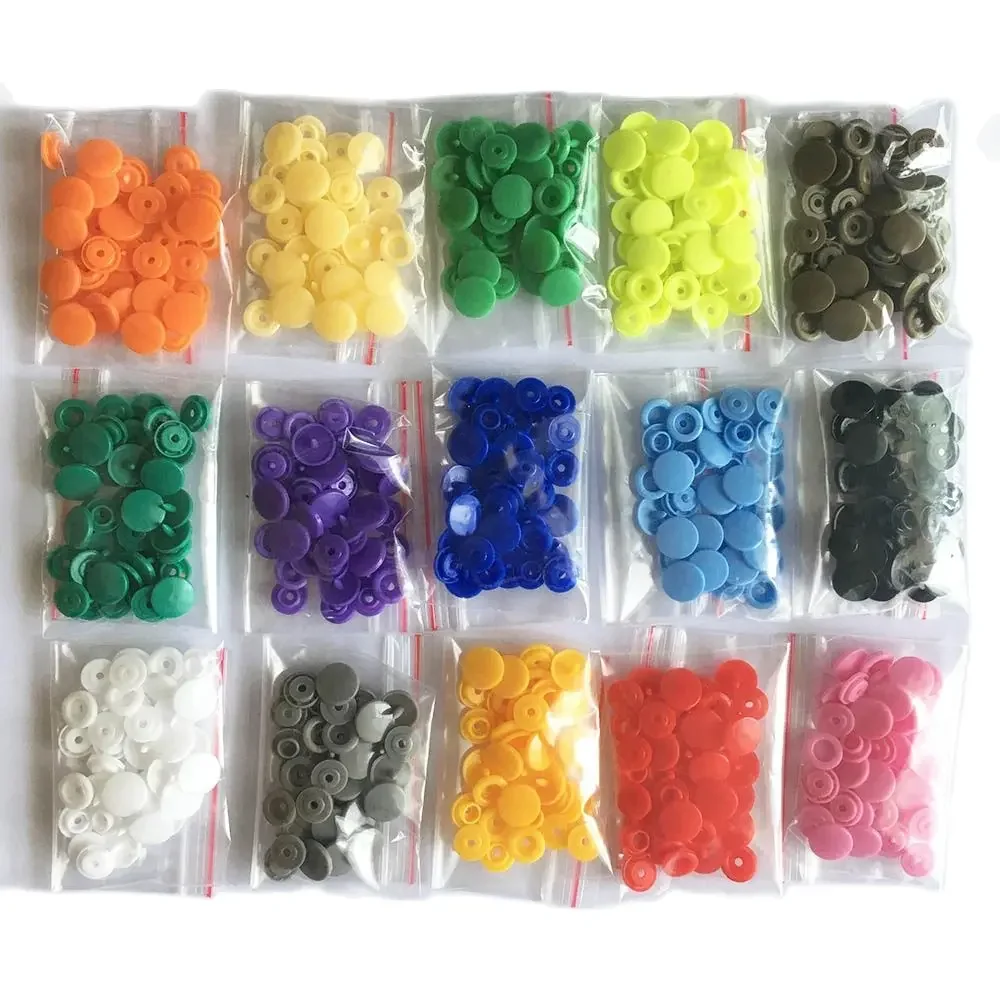50 ensembles de boutons à pression ronds pour bavoir T5, bouton-pression en plastique, fixation à pression pour vêtements, accessoires, artisanat de bricolage, 24 couleurs