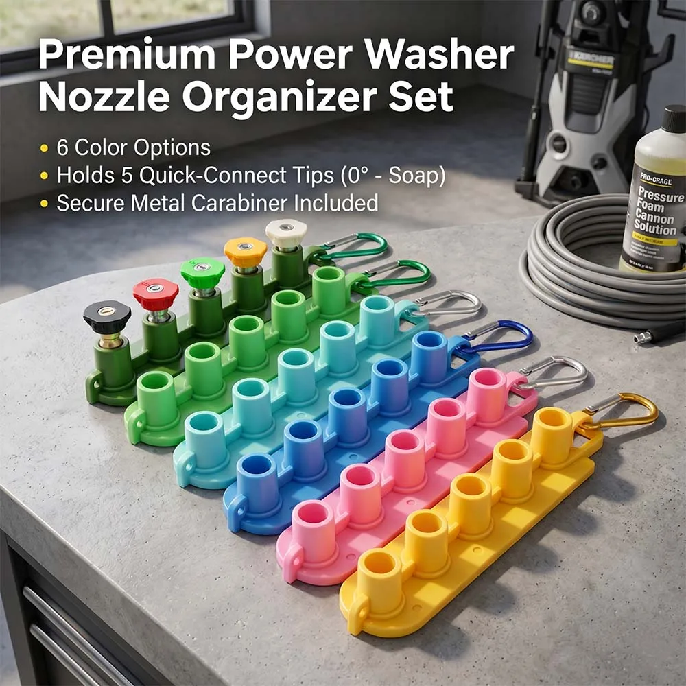 Universal Pressure Washer Nozzle Tips 5-Pack with Color Holder, 1/4 Inch Quick Connect Spray Nozzles for Car Wash