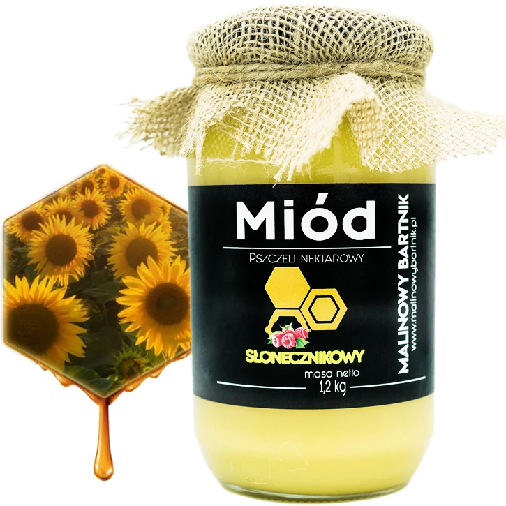 Miód Słonecznikowy 1kg, 1000g - Prawdziwy, Wspaniały smak