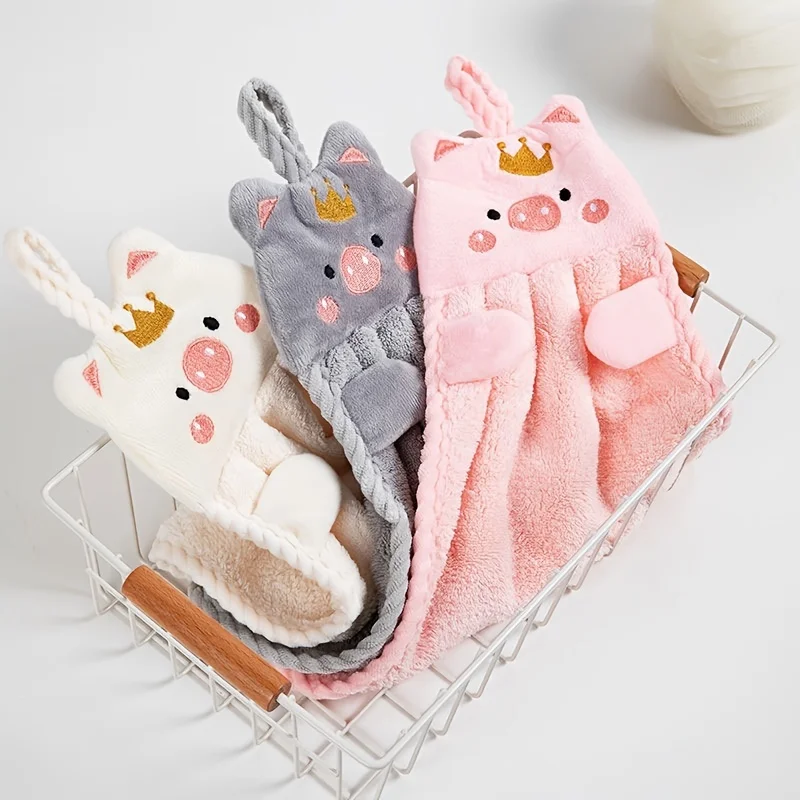 1pc Microfiber Cute Hand Towels, Lazy Rag Towel, Household Cute Absorbent Kitchen Towel Bathroom Accessories