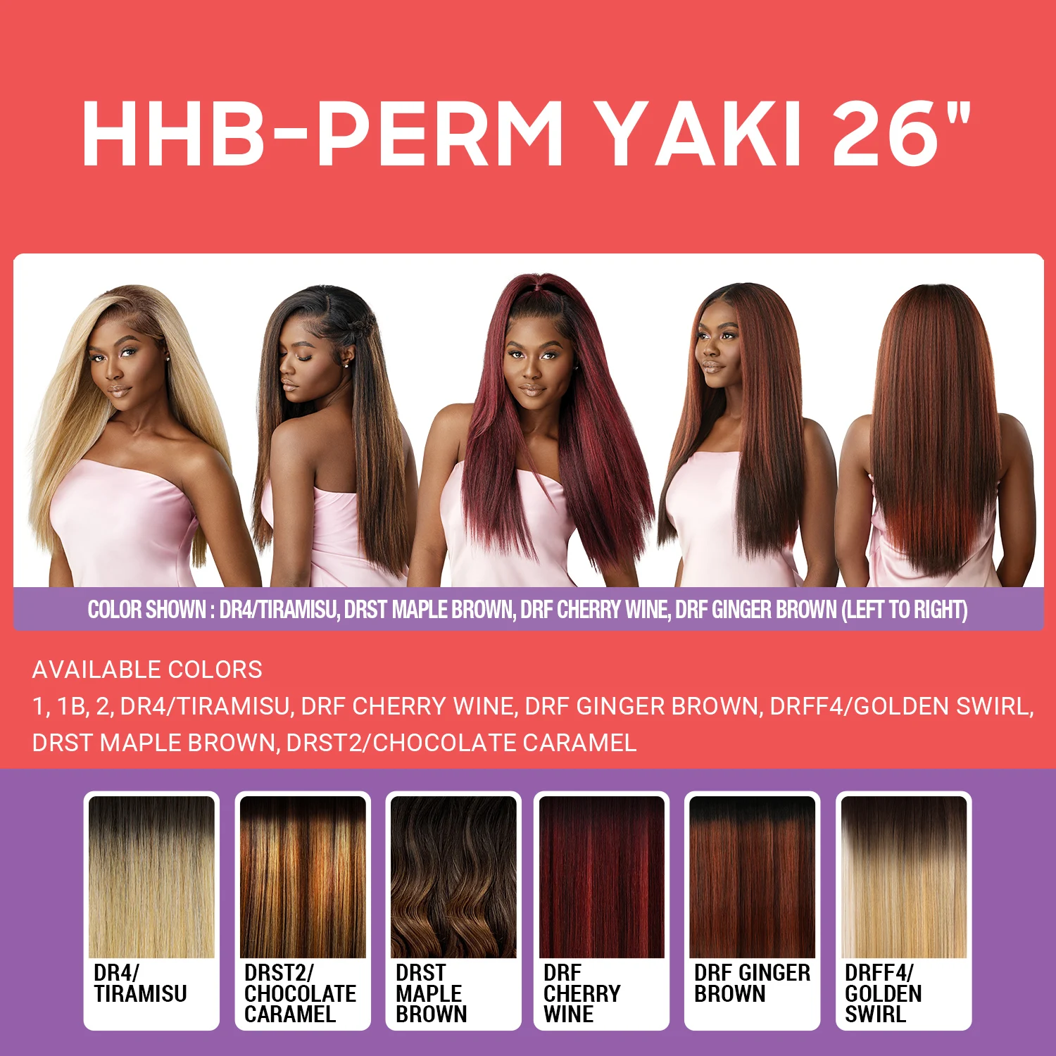 Wig Rambut Sintetis Campuran Rambut Manusia HD Lace Front Airtied Glueless Fully Hand-Tied 13X6 HHB-Perm Yaki 26 inci