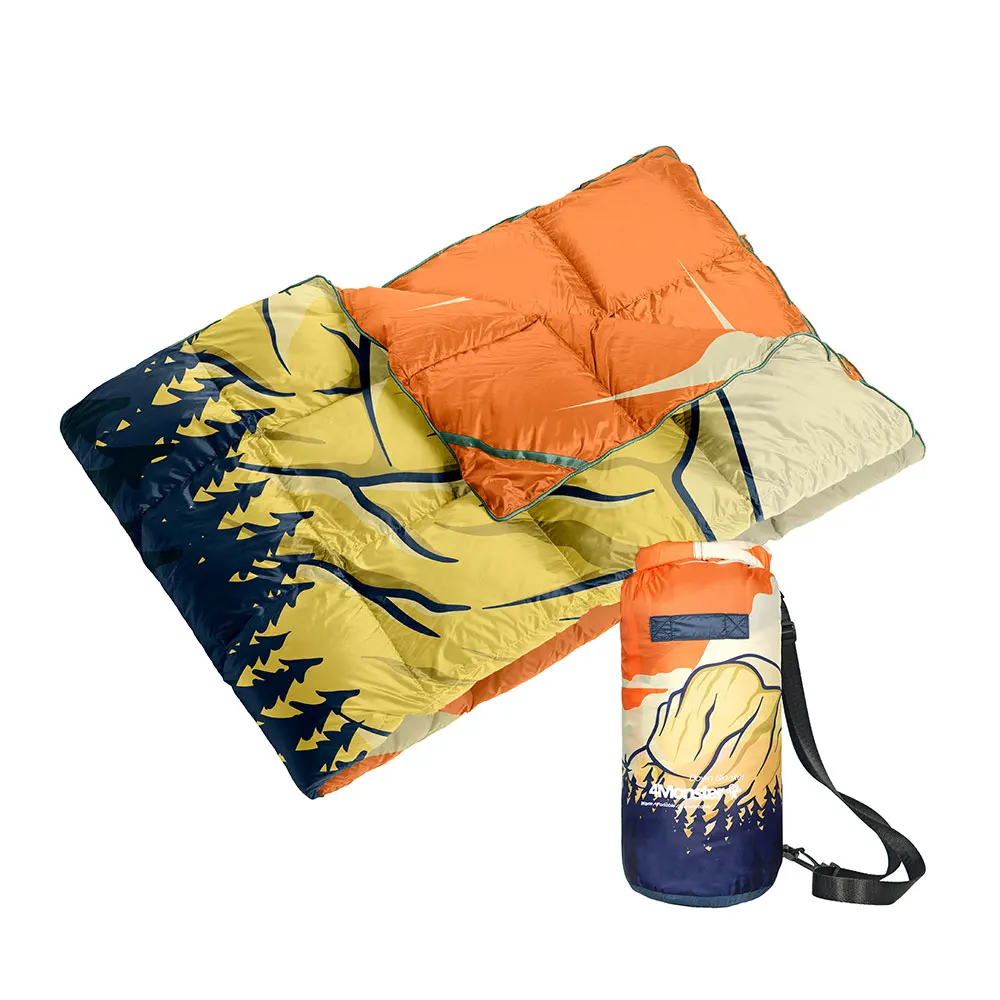 Multifunctional Printing Down Puffy Camping Shawl Blanket, Ultralight Portable and Warm for Outdoor and Travel