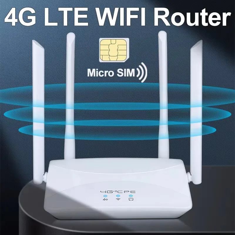 4G LTE WIFI Router 150Mbps 4 External Antennas Power Signal Booster Hotspot Smoother Wired Connection Intelligent Micro SIM Card