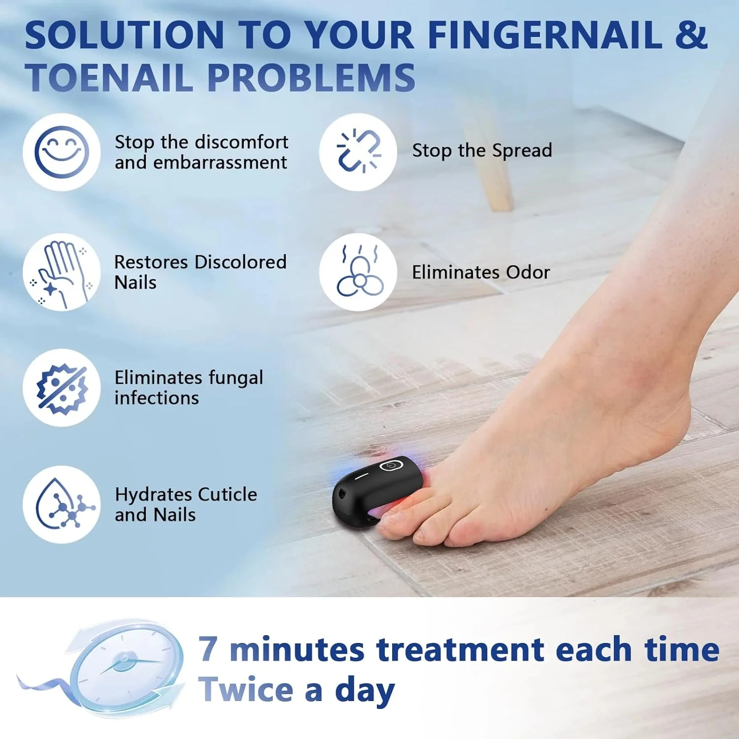 905nm Nail Fungus Laser Treatment Device 407nm Blue Light+Infrared Light Fingernail Fungus Treat Onychomycosis Therapy Foot Care