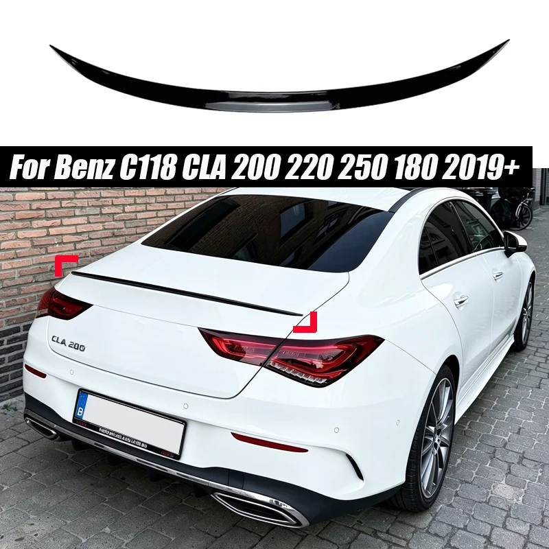 For Mercedes Benz Accessories C118 C117 Cla 180 200 250 2015+ Car Rear Wing Trunk Tail Spoiler Lip Rubber Soft Plastic 121CM Glo