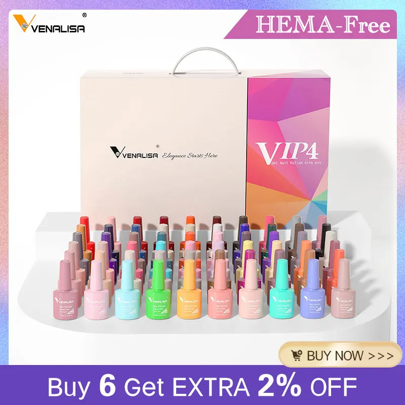 7.5Ml Venalisa Gel Nagellak Set VIP4 Hema Gratis Nailmanicure Soak Off Base Nowipe Topcoat Uv Led Nail Gel vernis Kit