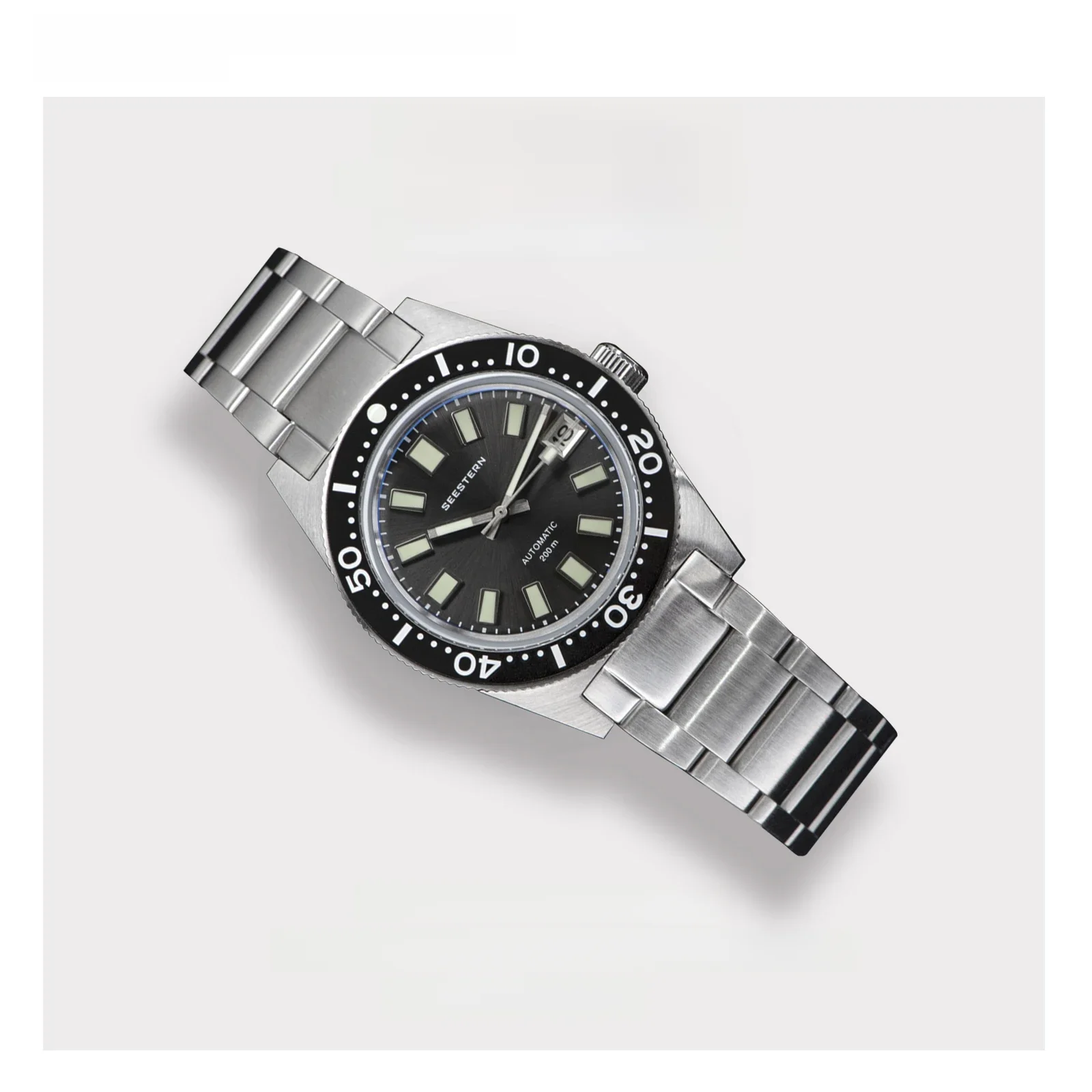 SEESTERN 62MAS Duikhorloge Mannen Automatisch Mechanisch Horloge Lichtgevende Bezel Waterdicht NH35 Beweging Saffierglas Armband - afbeelding 2