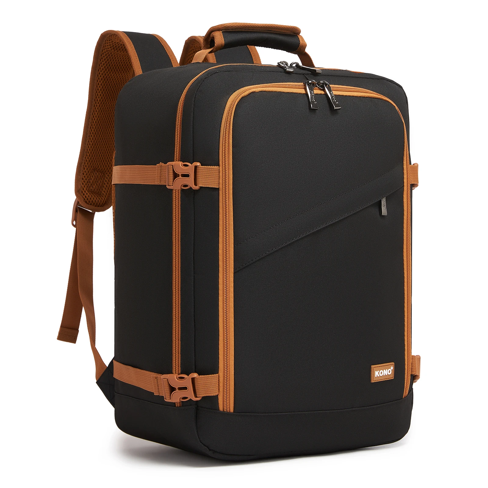 Kono Kabinentasche für Ryanair (40x30x20 cm, 24L) , Untersitz Reise Handgepäckrucksack, Kabinengröße , schwarz/braun
