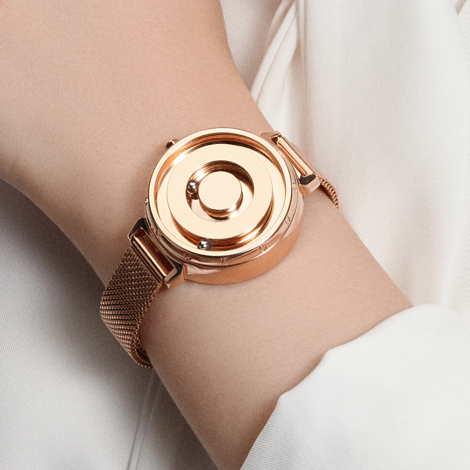 Euour nuovo orologio da donna originale con tendenza magnetica in oro rosa cinturino in acciaio inossidabile minimalista al quarzo per studentessa