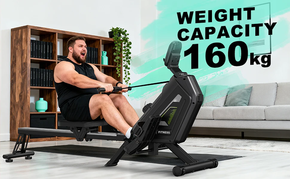 Klyzoom Heimtrainer Magnetisches Rudergerät, 16 Widerstandsstufen, Leises Rudergerät mit APP, 160kg Tragkraft, Einfache Montage, Kompakt – Detail 3