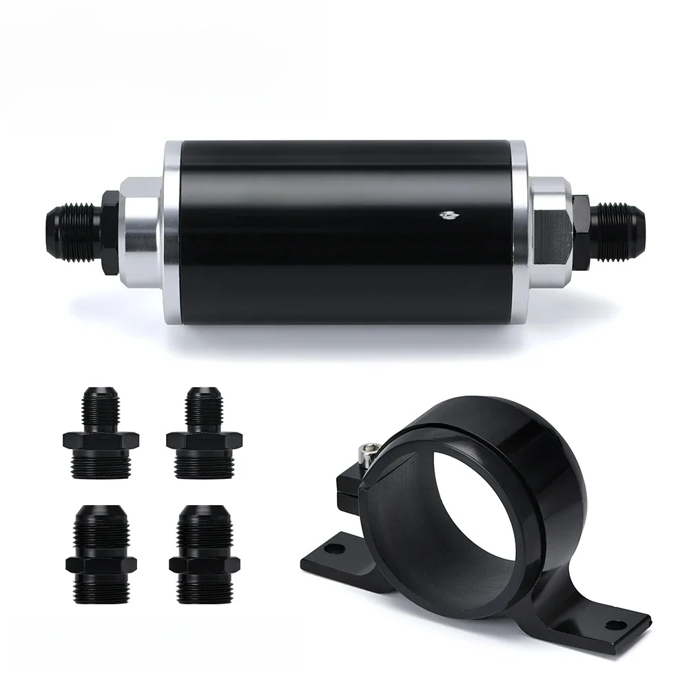 VR - Uniwersalny filtr paliwa 58 mm z adapterem AN6 AN8 AN10 Złączki 50 mikronów i wspornik filtra paliwa 60 mm do E85 — zdjęcie 2