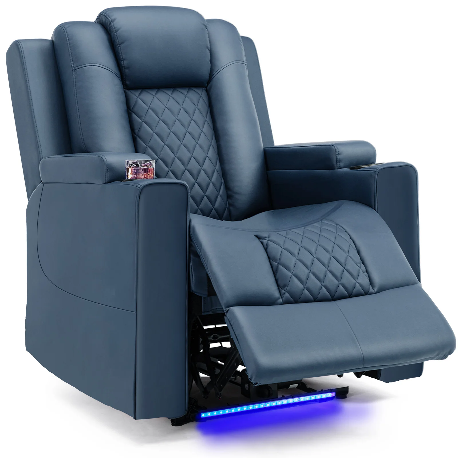 Fauteuil TV COMHOMA, fauteuil inclinable avec fonction inclinable, fauteuils inclinables et chaises longues avec LED, fauteuil TV réglable électriquement jusqu'à 150 kg avec fonction massage, salon,
