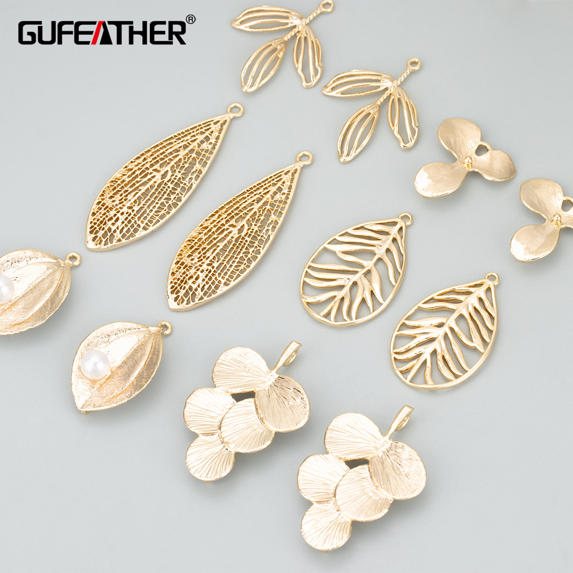 

GUFEATHER MD66,jewelry accessories,18k gold rhodium plated,copper,leaf shape,jewelry making,charms,diy pendants,6pcs/lot