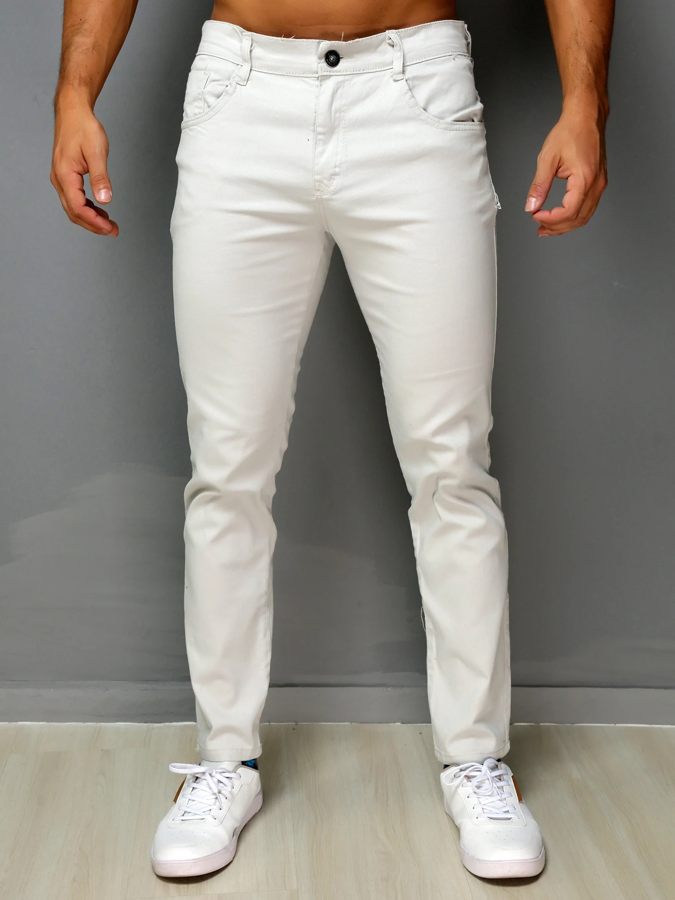 Calça Masculino CREMR BEGE ... Sarja Slim skinny Com Elastano Casual Top direto da FABRICA!!