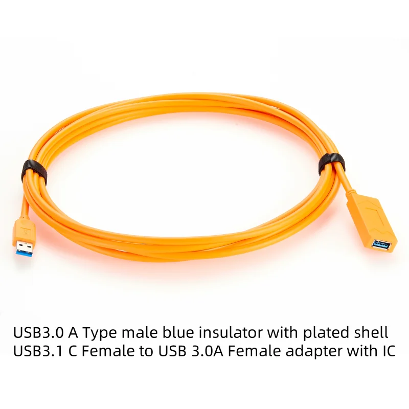 USB 3.0 Male to Female Extension Cable Type A 3.0 Female to USB 3.1 C Female Tethered Shooting Cord with IC Auxiliary Power