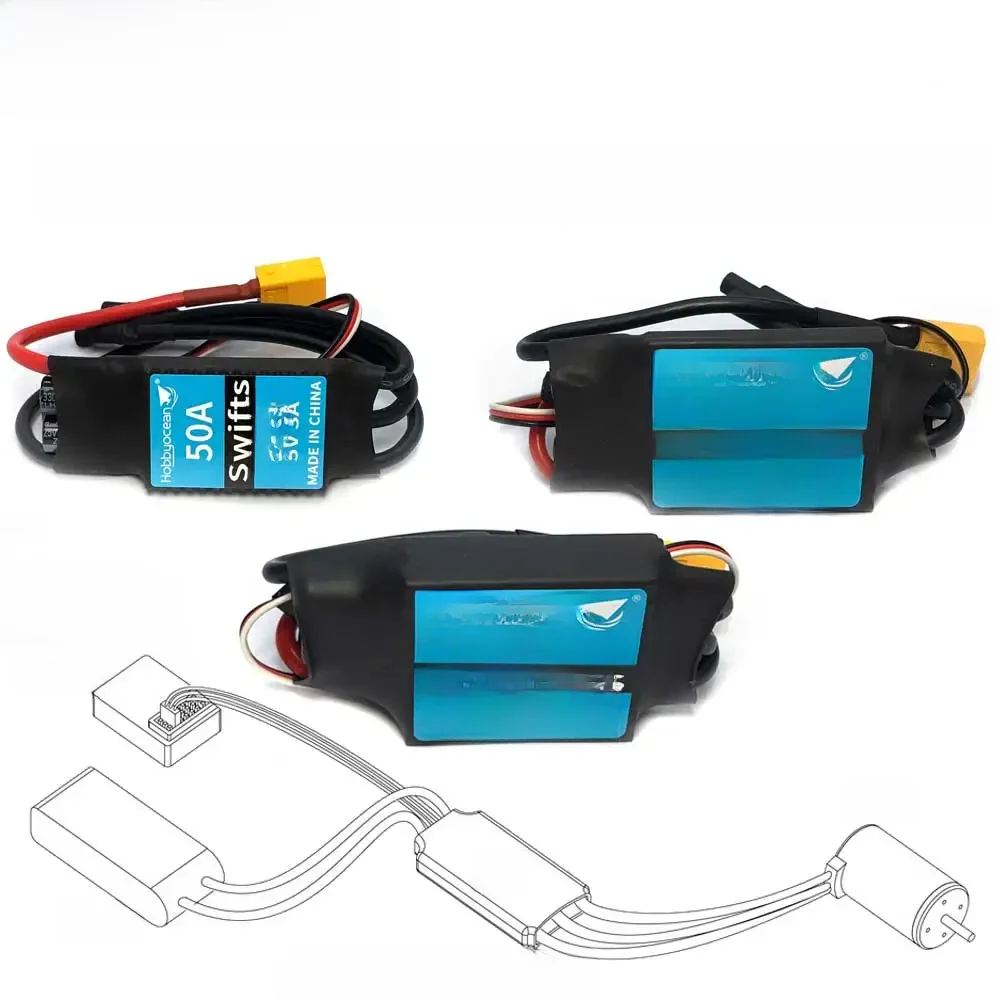 Hobbyocean-Contrôleur de vitesse, 10A 20A 30A 40A 50A 80A 100A 125A 200A ESC avec UBEC pour Ho bbyOOSkywalker RC AiranaHelicopte