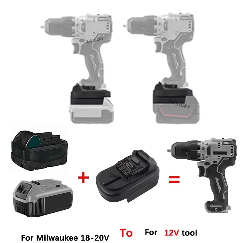 Converter Adapter Replacement for Dewalt/Milwaukee 18V 20VBattery To for Dewalt 12V Battery Replacement Cordless Power Tool