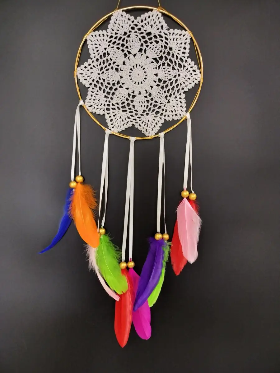 

2PCS Personalized Children Kids Birthday Gifts Colorful Dream Catchers Gold Plating Metal Circle Dreamcatchers Wedding Presents