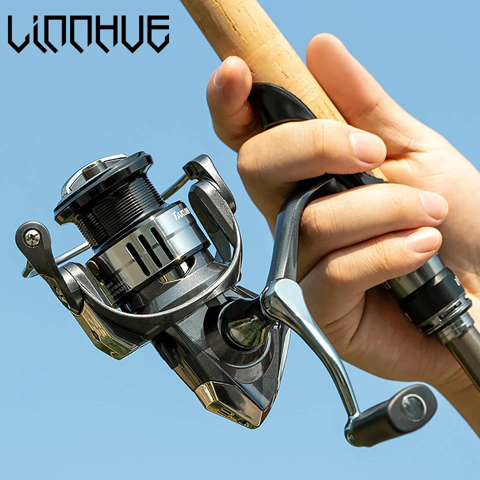 LINNHUE Fishing Reel LB1500 2500 3000 Spinning Reel Single/Double Grip Deep Shallow Spool Metal Carp Lure Reel Fishing Accessory