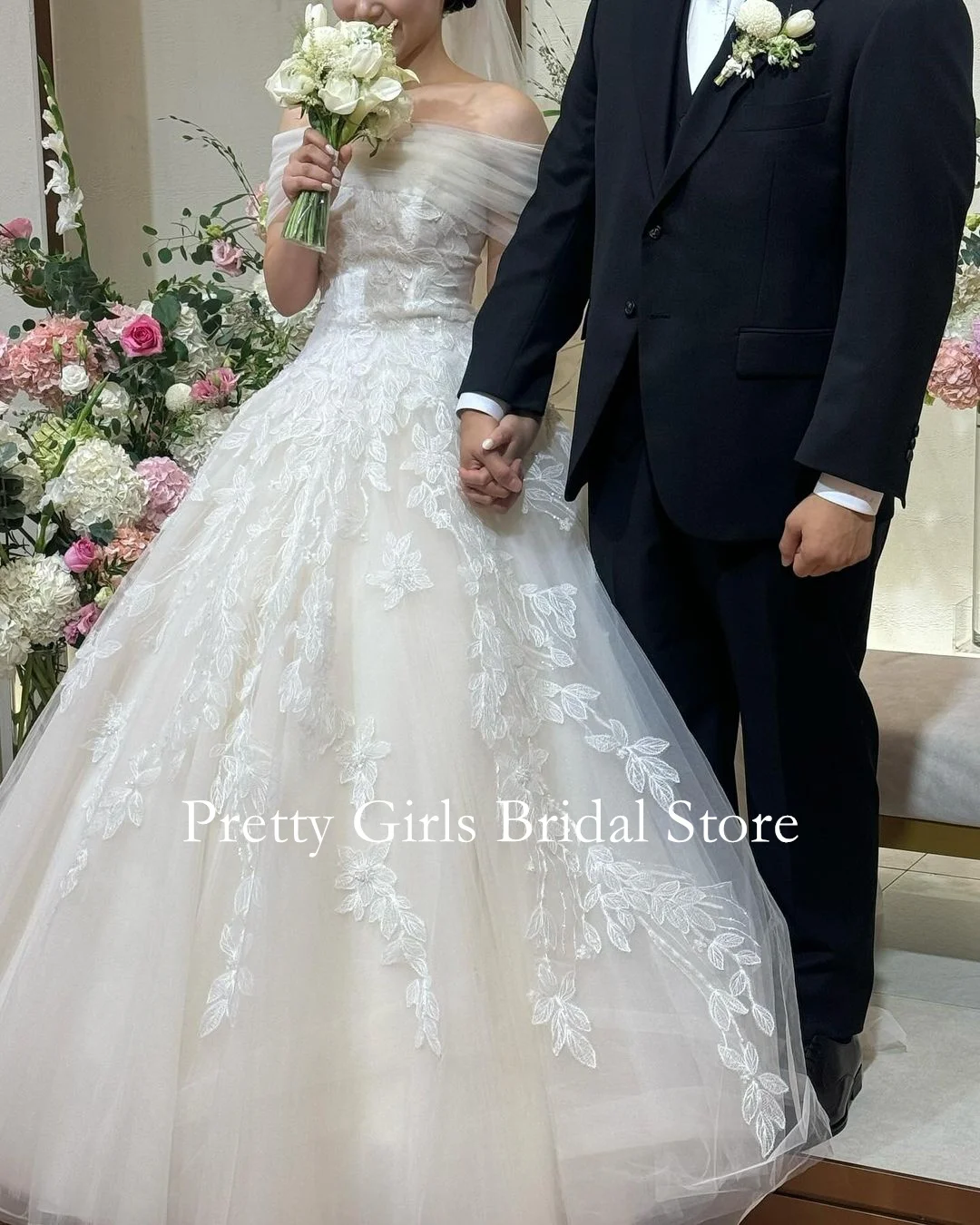 Colavis Korea Style Off Shoulder Garden Tulle Appliques Wedding Dresses  프롬드레스 Customized Elegant Bride Growns Party Women