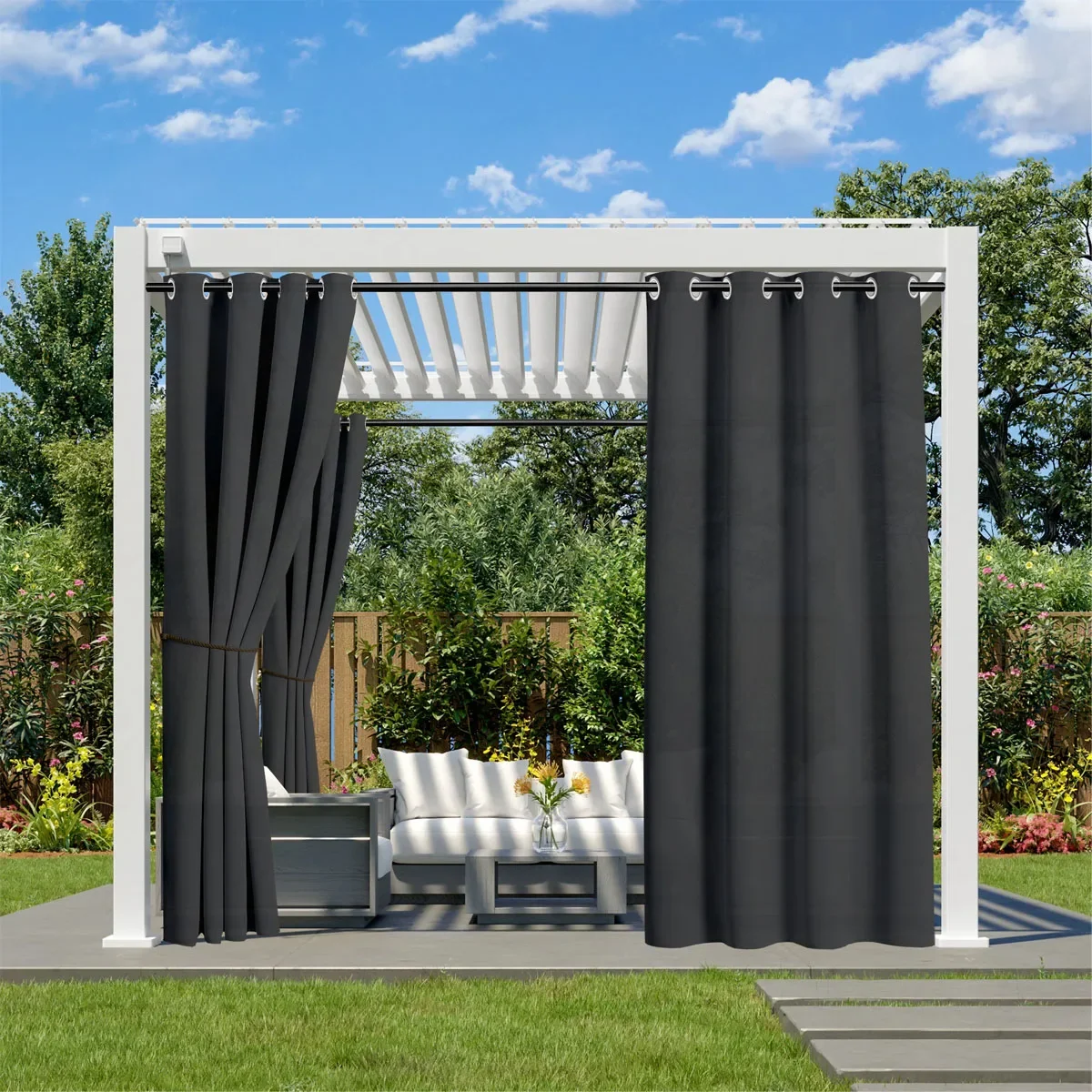 1Pc, Waterdicht Outdoor Grommet Gordijn Voor Patio Prieel Veranda Pergola - afbeelding 2