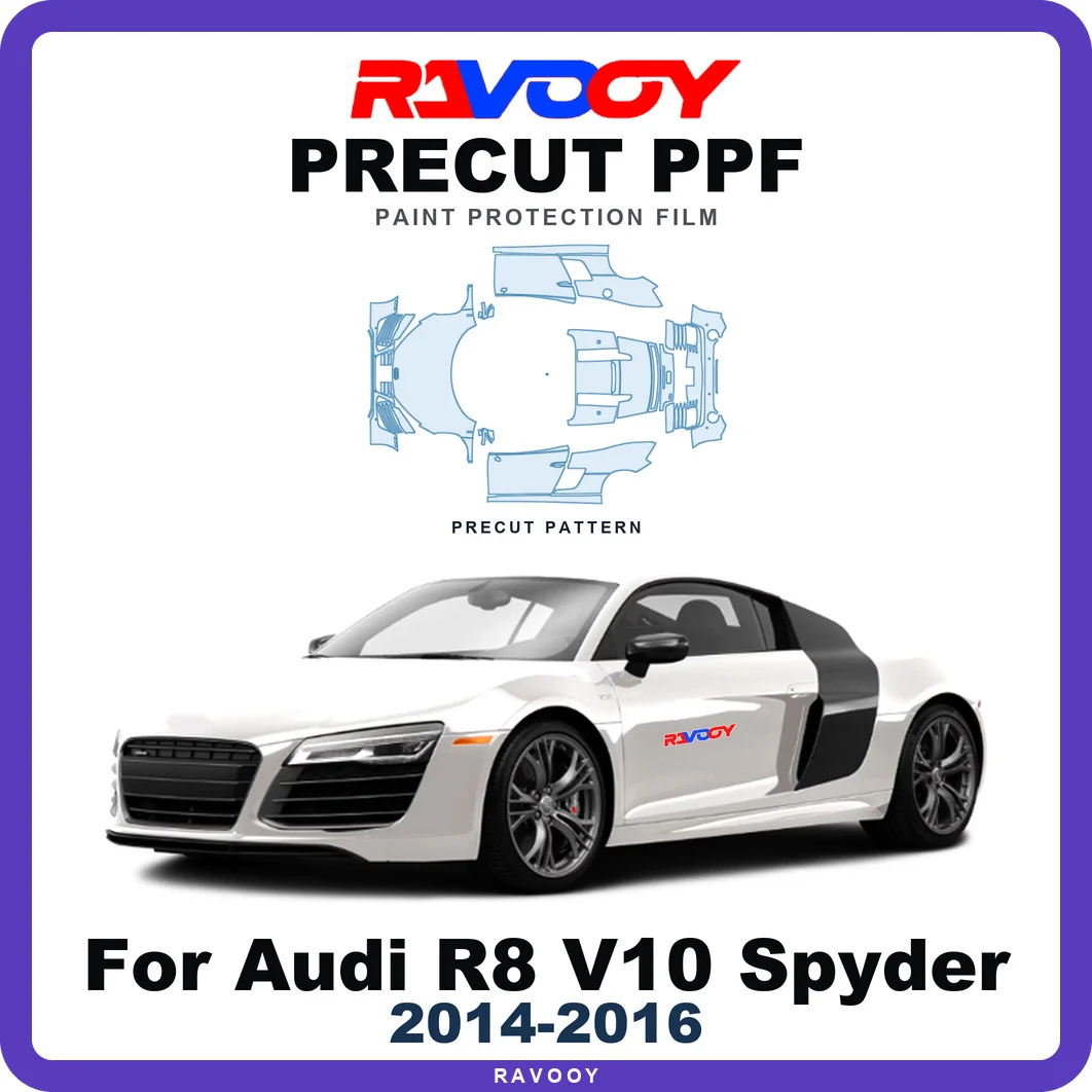 Precut PPF For Audi R8 V10 Spyder 2014-2016 8.5mil TPU Paint Protection Film Hood Bonnet Bumper Headlight Self-Healing Clear Kit