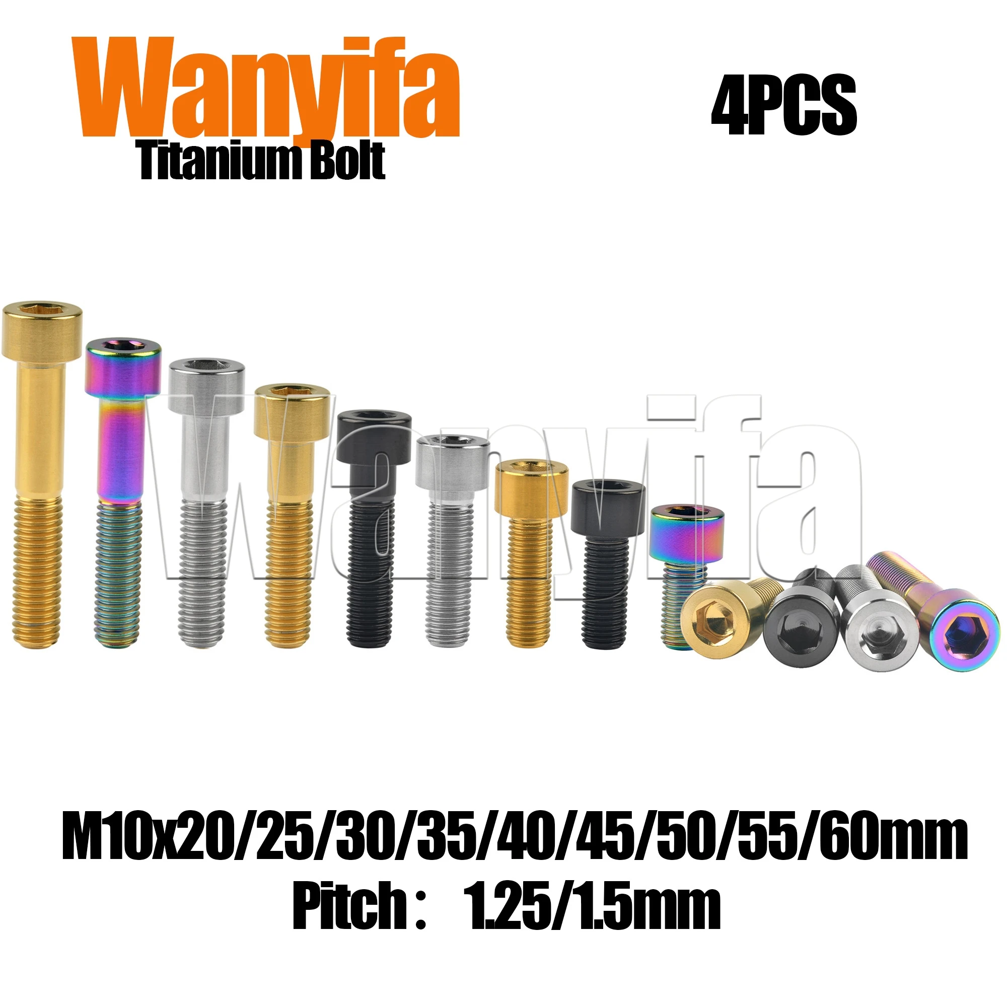 

Wanyifa Motorcycle Part Bolt M10x20/25/30/35/40/45/50/55/60mm Titanium Allen Cylindrical Head Screws for Ducati/Yamaha/Suzuki