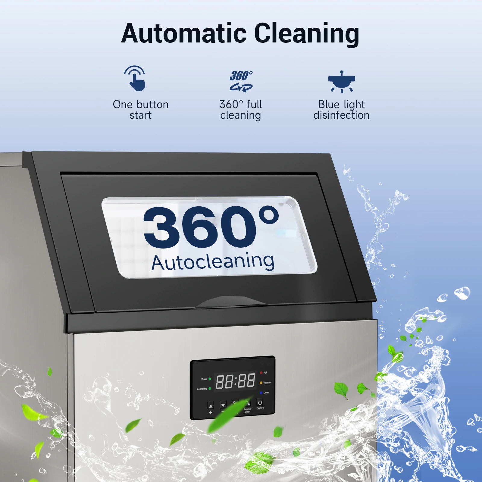 Commercial Ice Maker Machine Stainless Steel Under Counter Ice Maker with 34LBS Ice Bin Freestanding Ice Machine for Home Cafe