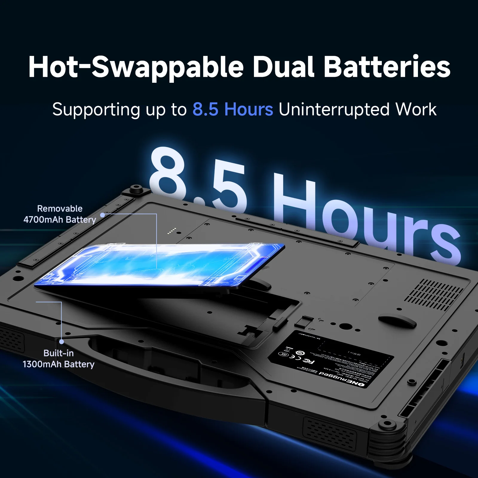 كمبيوتر محمول ONERugged Rugged N14M، 14 بوصة Windows 11 Pro Ultra 7، كمبيوتر محمول صناعي 32 جيجابايت + 256 جيجابايت، يدعم التبديل السريع - كمبيوتر AI