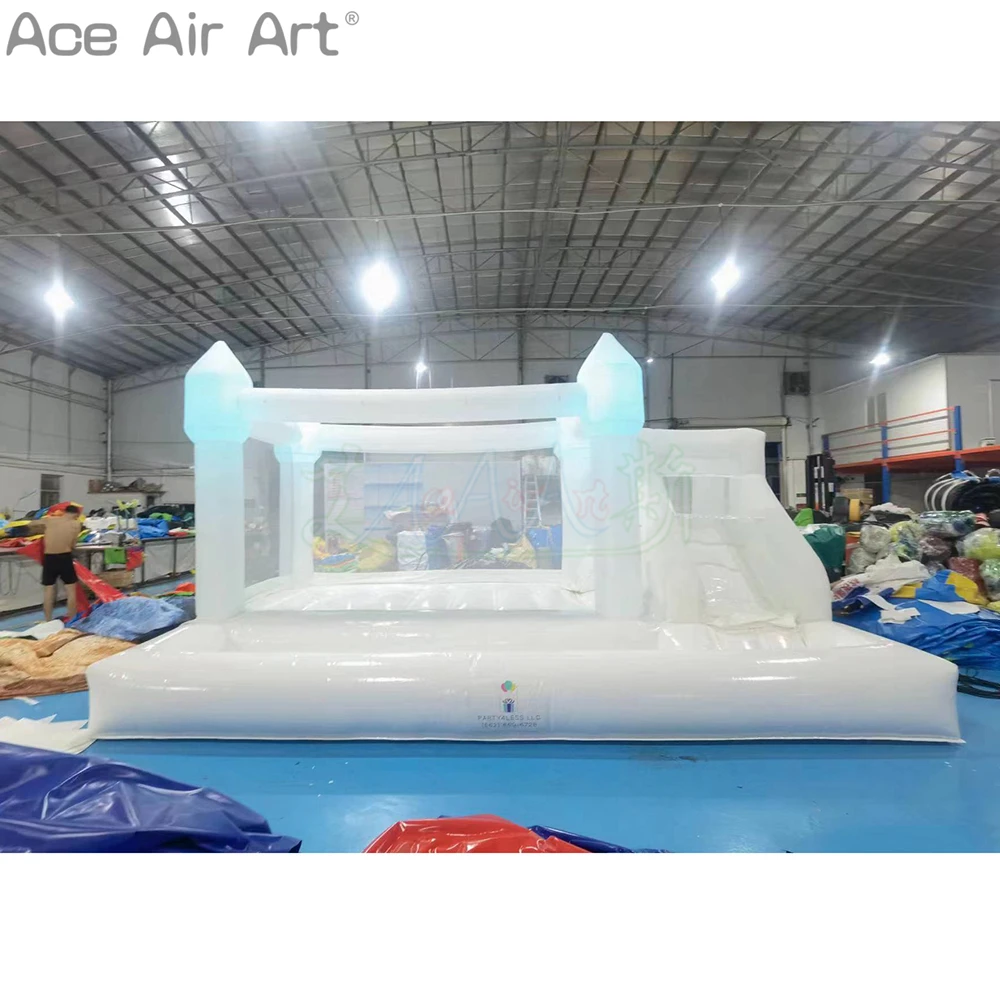 Door to Door Wedding Bouncer Inflatable Party Jumper Bouncy Event Trampoline with RGB Lights for Business Rental by Ace Air Art