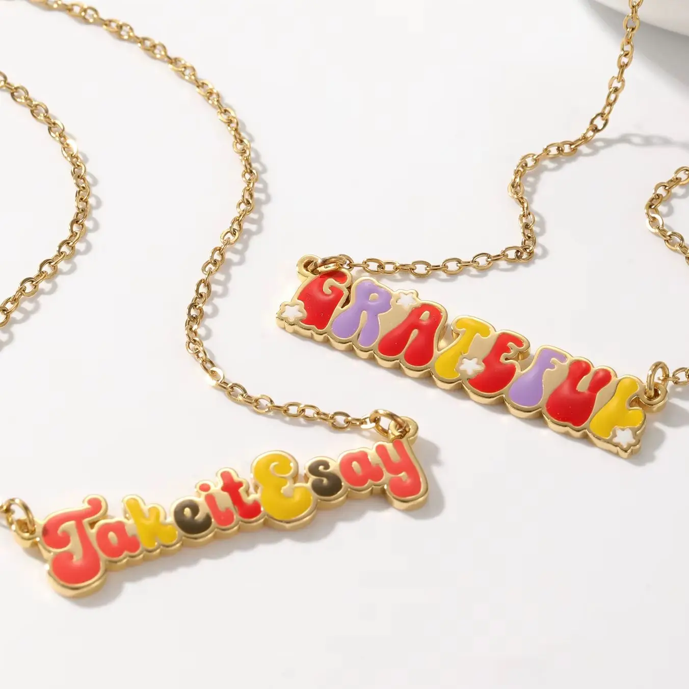 Custom Enamel Bubble Letter Necklace Color Dopamine Nameplate Necklace Christmas Jewelry Necklace for Women Inspirational Gift