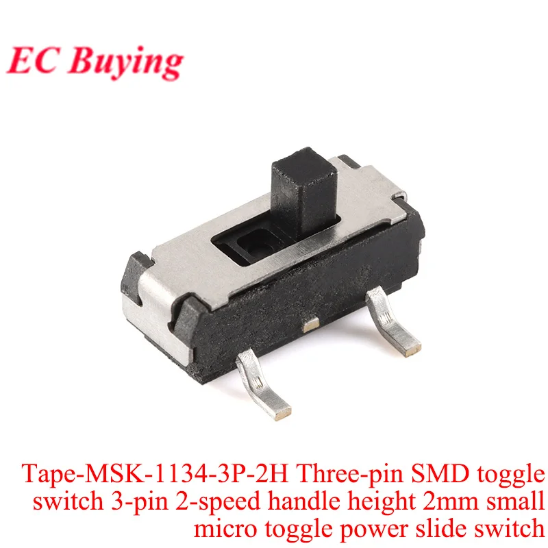 5–100 Stück Mikro-Power-Kippschalter, DIP-Ein/Aus, 1P2T, SPDT, SMD-Kippschiebeschalter, ein- und zweireihig, direkt eingesetzt, horizontal – Detail 5