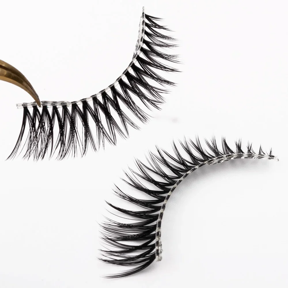Yiernuo Naturalny niewidoczny pasek Faux Mink Lashes Transparent Band Light Volume Makeup 3D Fake Eyelashes Short Eyelash — zdjęcie 2