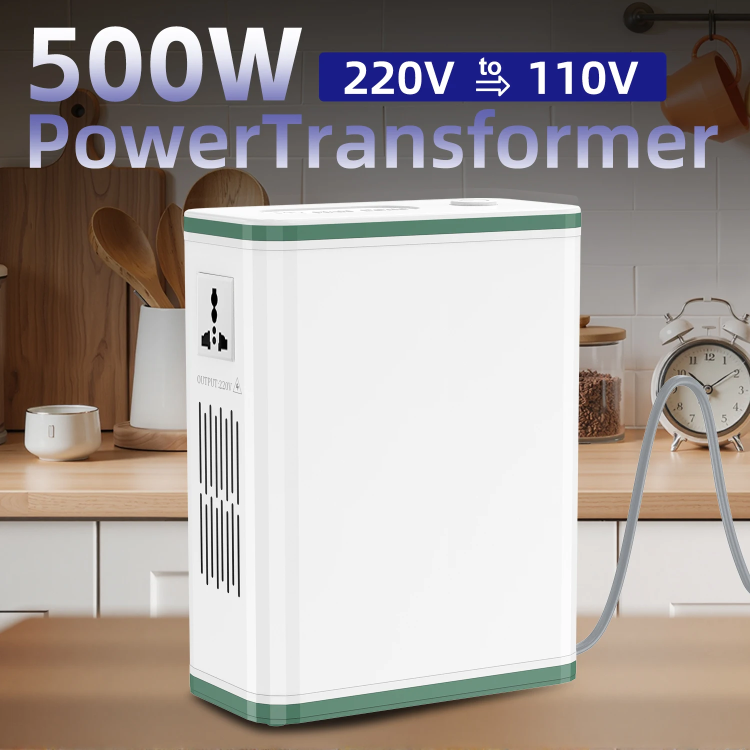 500W Voltage Converter Transformers Convert from 110V To 220V and from 220V To 110V with US/EU and a 100V Japanese standard plug