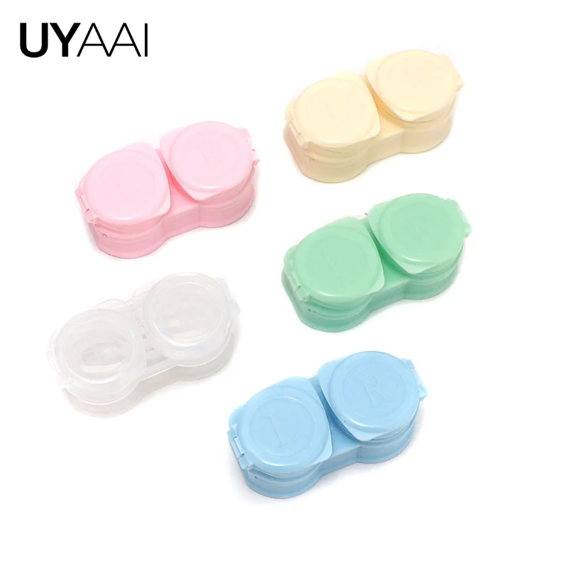 UYAAI Cloud Shape Portable Contacts Lens Container Double Layer Contact Lenses Storage Box with Tweezer Eyewear Accessories