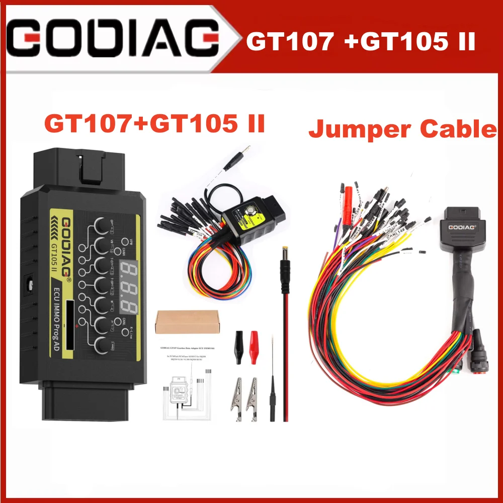 Godiag GT107 + adapter skrzyni biegów współpracuje z PCMFlash KESS DQ250/DQ200/VL381/VL300/DQ500 GT105 II kabel połączeniowy OBD z pełnym protokołem