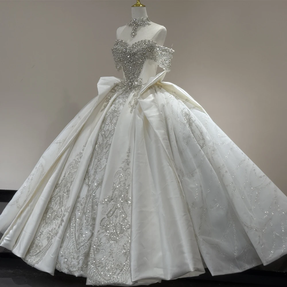 

Tane Whota Wedding Dress Elegant Bridal Gown for Women Satin Crystal Beautiful Wedding Attire for Brides Fast Shipping